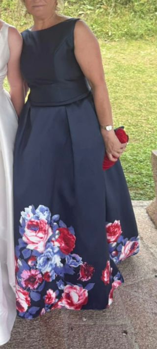 Vestido fiesta azul floral