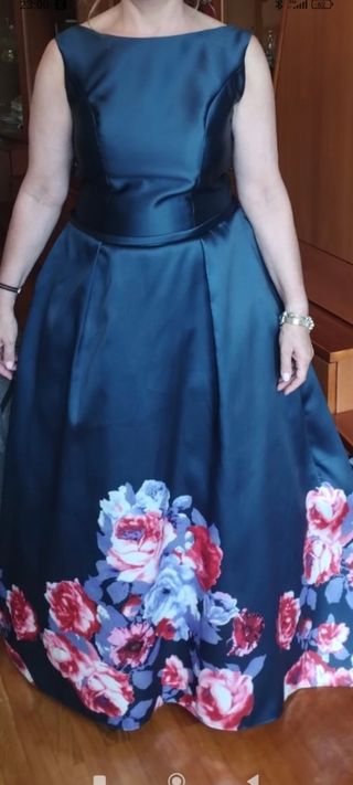 Vestido fiesta azul floral