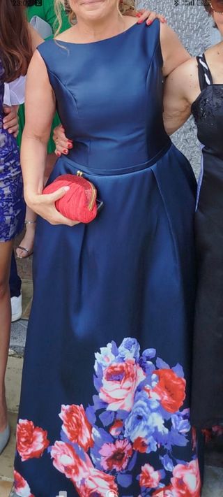 Vestido fiesta azul floral