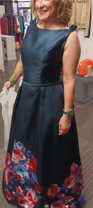 Vestido fiesta azul floral