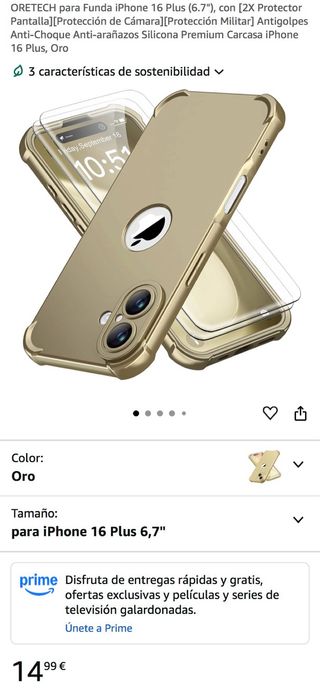NUEVA Funda iPhone 16 Plus 6.7" Oro