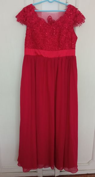 Vestido rojo encaje ocasión especial