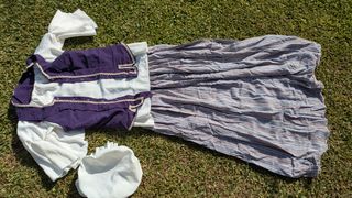 Vestido feira franca mujer - morado, blanco