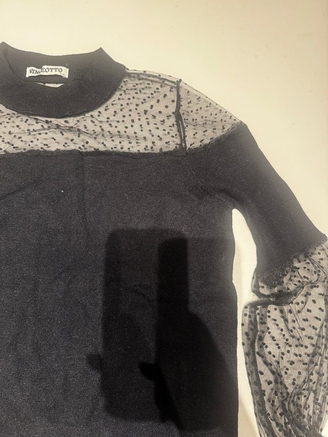 Maglioncino nero con tulle Vinceotto