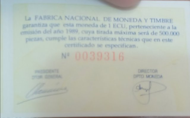 Moneda 1 ECU España 1989