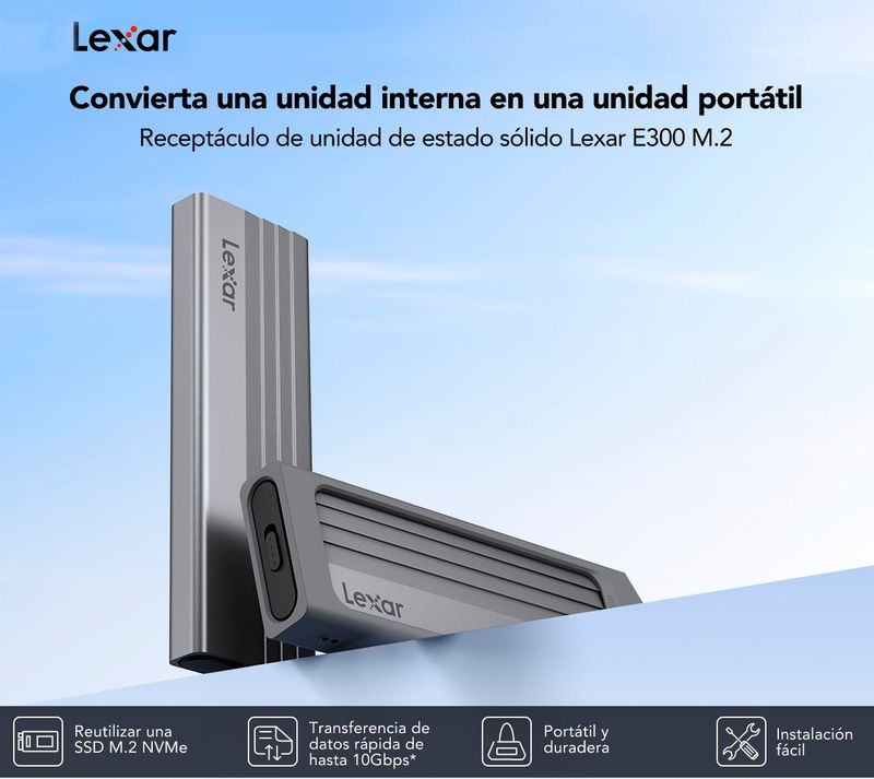 Caja Adaptador Lexar E300 SSD M.2 PCIe NVMe