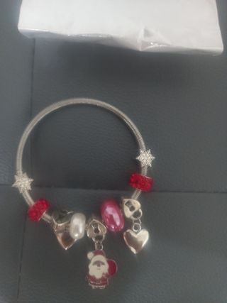 Bracciale Natale acciaio rosso argento