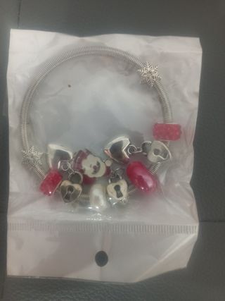 Bracciale Natale acciaio rosso argento