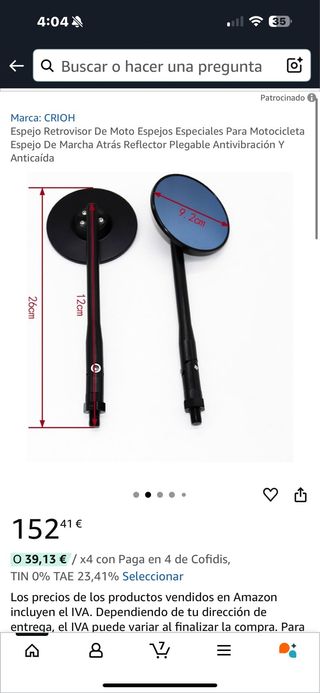 Espejos retrovisores moto CRIOH