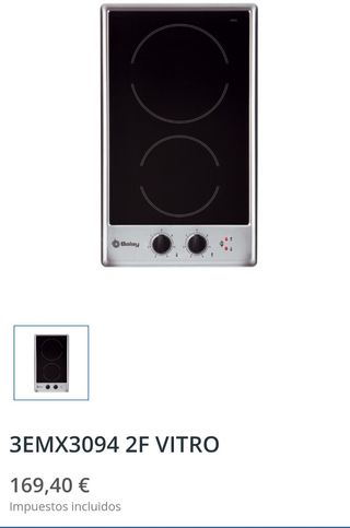 Vitrocerámica Balay 3EMX3094  2 fuegos