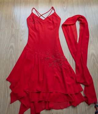Vestido rojo baile latino talla S