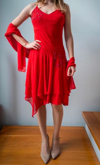 Vestido rojo baile latino talla S