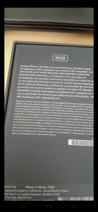 iPhone 5 negro - Caja y accesorios