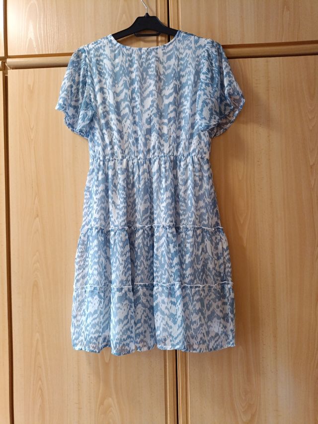 Vestido  corto verano,azul y blanco.