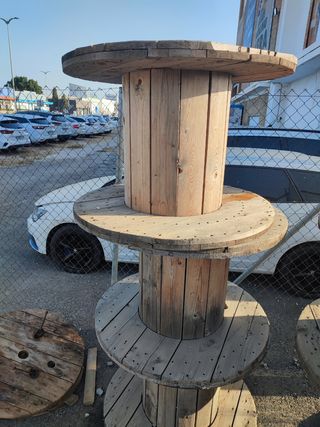 Mesa bobina madera rustica