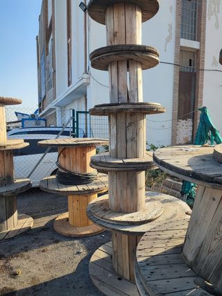 Mesa bobina madera rustica