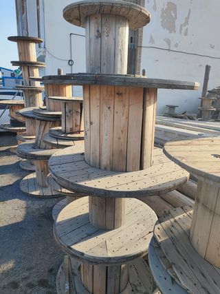 Mesa bobina madera rustica