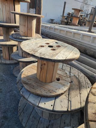 Mesa bobina madera rustica