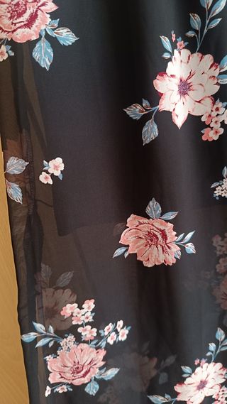 Falda larga floral negra - talla XXS