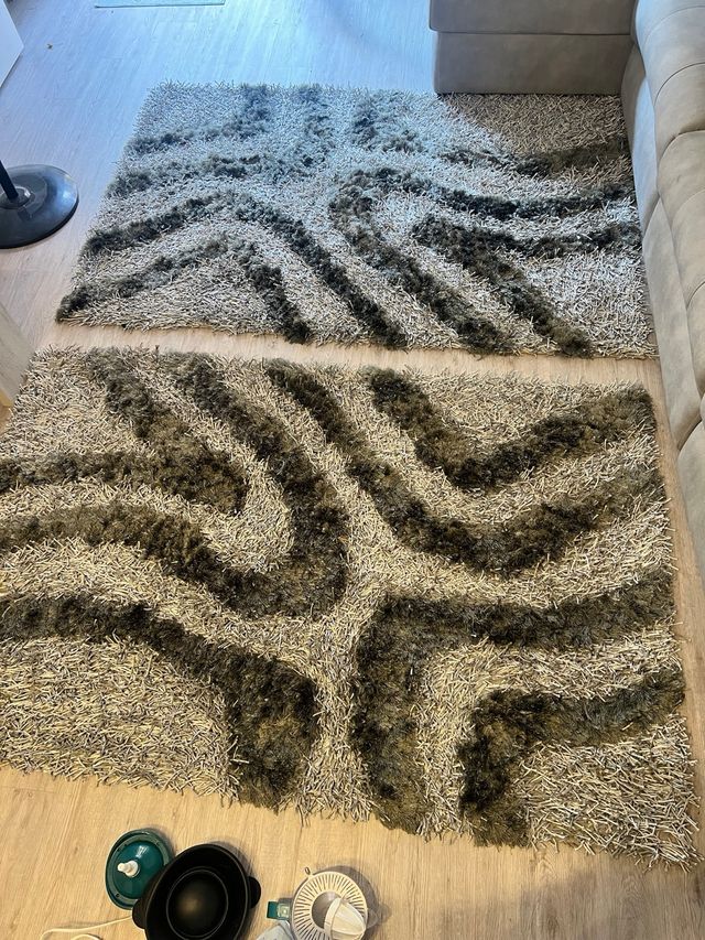 Alfombras modernas - Gris plata y marrón