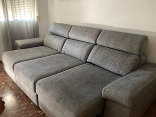 Sofá 3 plazas gris - tela con doble arcón