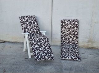 2 Cojines tumbonas - marrón y blanco