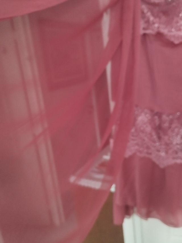 Conjunto gasa rosa 2 piezas más fular o cinturón ,