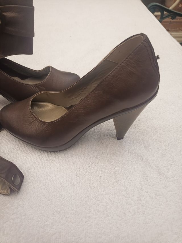 Zapatos tacón marrones mujer talla 35