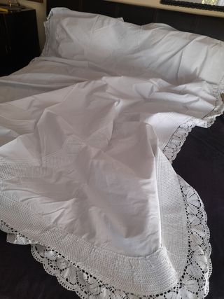 Colcha algodón crochet antiguo