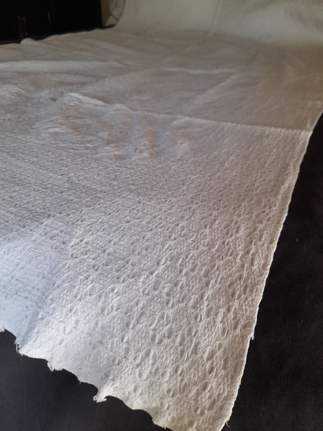 Mantel algodón blanco brocado