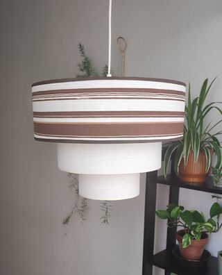 Lampara de 3 anillos. Blanca/Marrón 36cms diametro