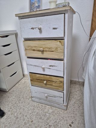 Mueble 5 cajones - blanco y marrón