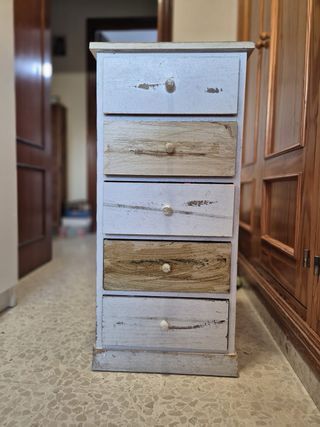 Mueble 5 cajones - blanco y marrón