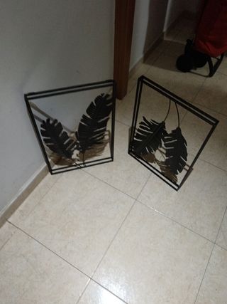 2 Cuadros Decorativos - Hojas Metal