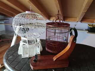 2 jaulas pajaros + tabla jamon