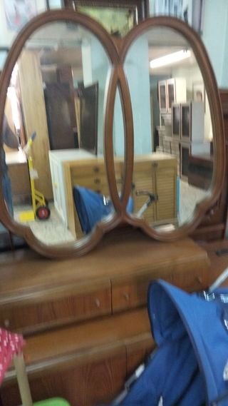 Espejo doble madera marrón