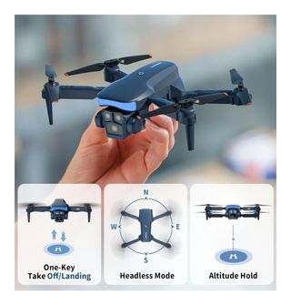 Drone con cámara - Acabado azul y negro