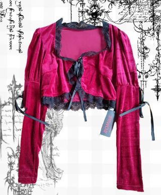 Blusa terciopelo roja ROMWE