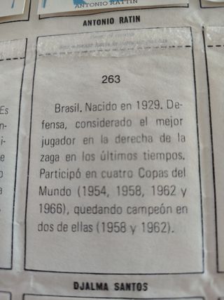 Cromo Djalma Santos , 1970.
editorial Machado.