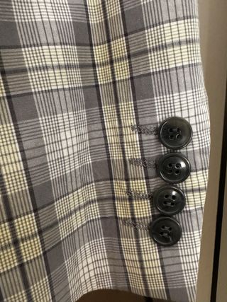 Americana cuadros gris beige H&M