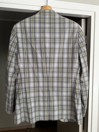 Americana cuadros gris beige H&M