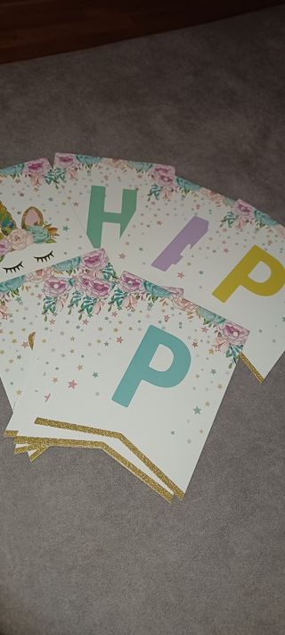 Guirnalda feliz cumpleaños unicornio
