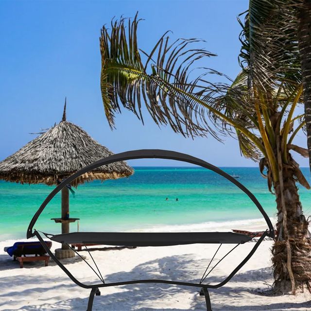 Lettino da esterno nero con baldacchino