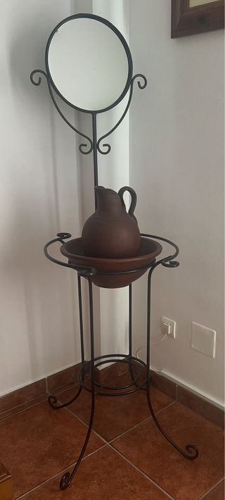 Espejo tocador vintage metal y terracota