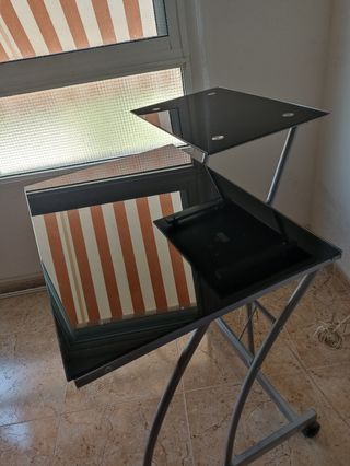 Mesa ordenador cristal negro - moderna