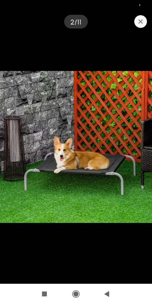 Cama elevada mascotas - Negra y Plateada