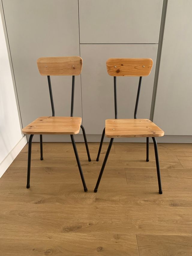 2 Sillas vintage madera metal