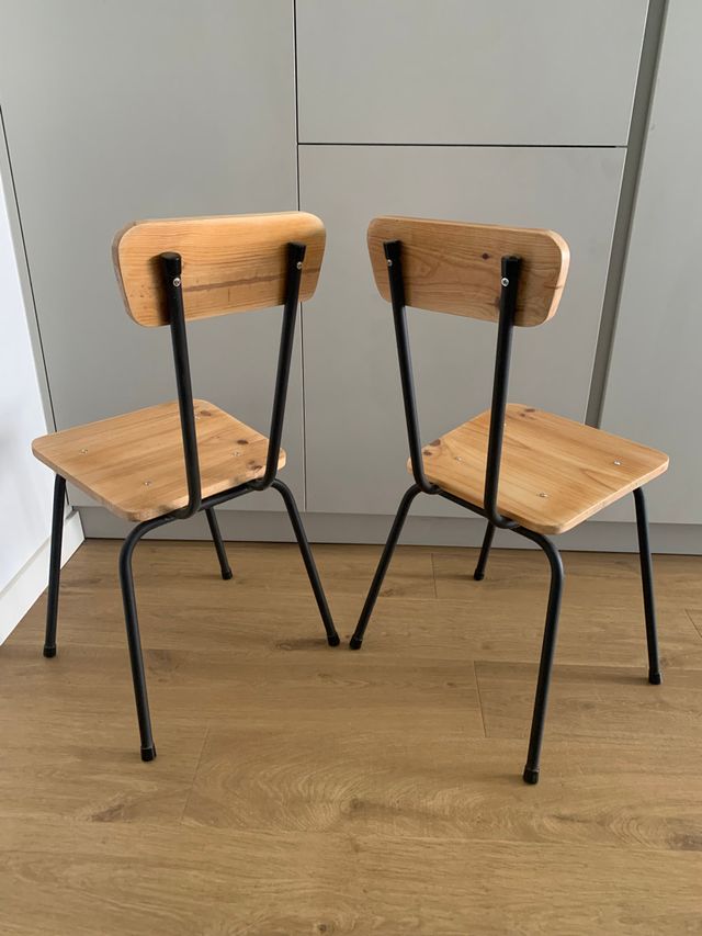 2 Sillas vintage madera metal