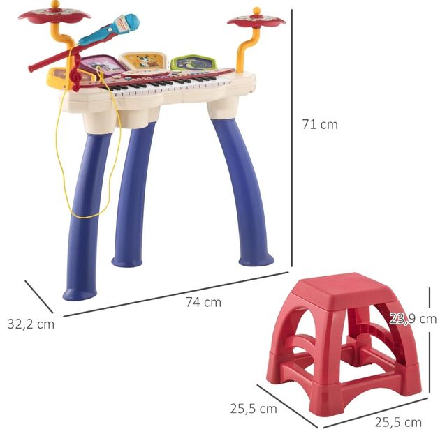 Piano Infantil 2 en 1 con Taburete
