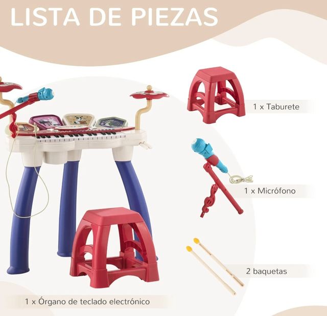 Piano Infantil 2 en 1 con Taburete